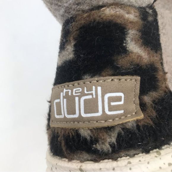 Hey Dude BRITT Tan Tweed Leopard Heel Fur Lined Lace Up Shoes - Picture 11 of 13